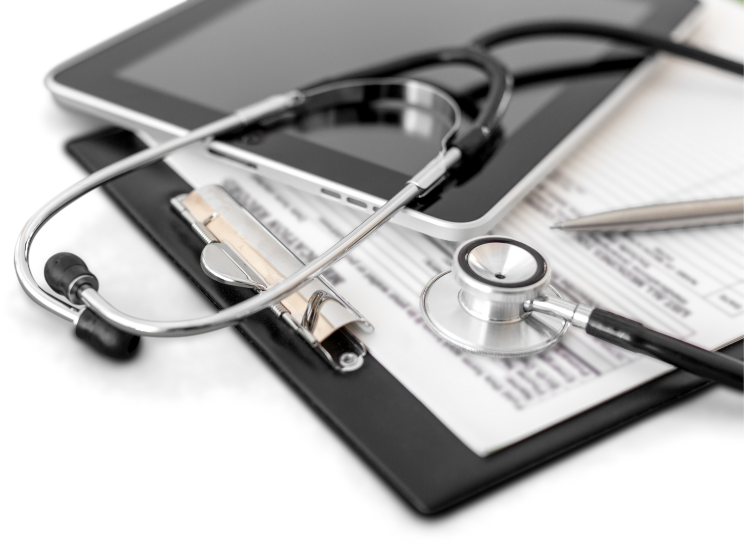 Stethoscope, Tablet and Medical Report 